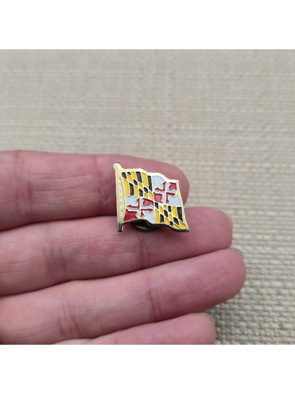 Vintage Maryland State Waving Flag Enamel Travel Souvenir Lapel Pin A8970